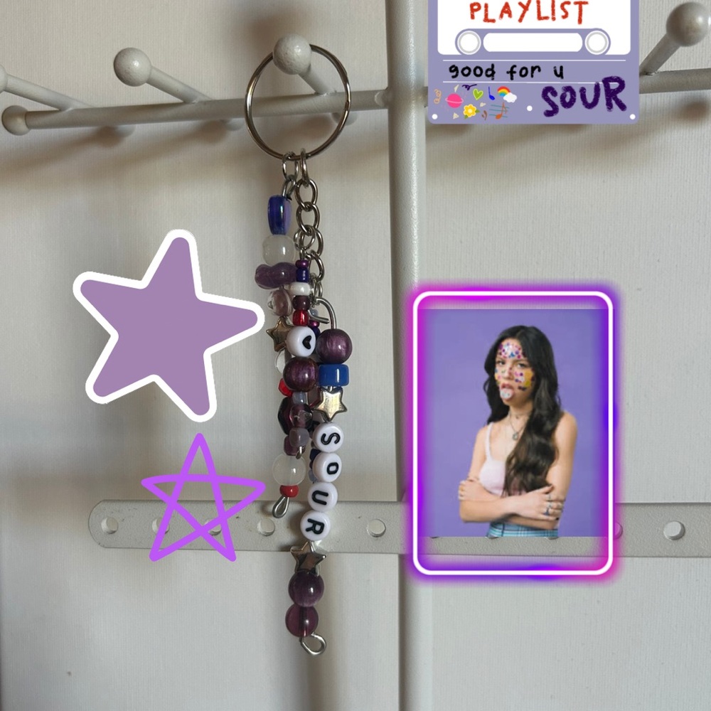 Sour Purple Beaded Keychain